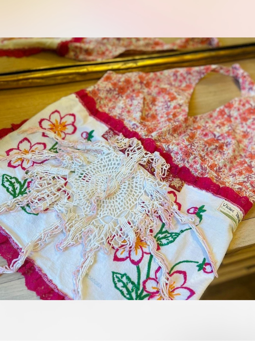 Violet Bella American Eagle Embroidered Tea Towel Ditzy Crochet Halter Top